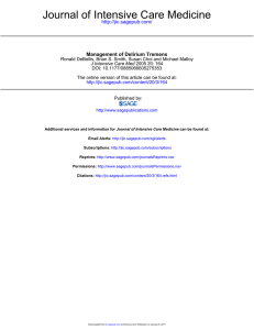 Journal of Intensive Care Medicine  Management of Delirium Tremens