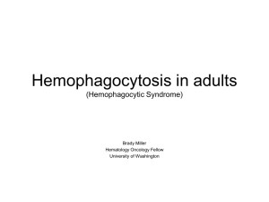 Hemophagocytosis in adults (Hemophagocytic Syndrome) Brady Miller Hematology Oncology Fellow