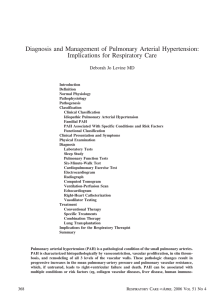 Diagnosis and Management of Pulmonary Arterial Hypertension: Implications for Respiratory Care
