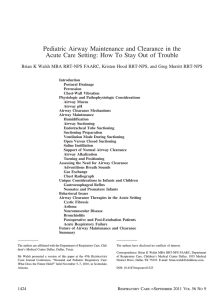 Pediatric Airway Maintenance and Clearance in the