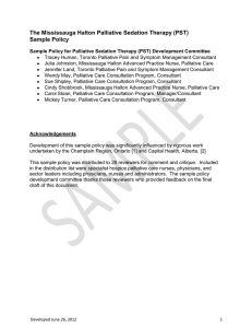 The Mississauga Halton Palliative Sedation Therapy (PST) Sample Policy