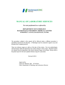 MANUAL OF LABORATORY SERVICES For tests performed in or referred by
