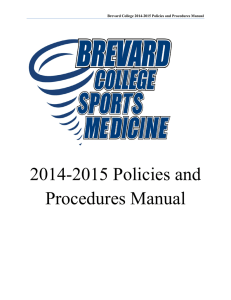 2014-2015 Policies and Procedures Manual  Brevard College 2014-2015 Policies and Procedures Manual