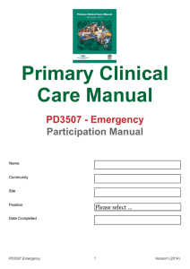 Primary Clinical Care Manual PD3507 - Emergency Participation Manual