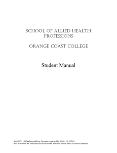 Student Manual SCHOOL OF ALLIED HEALTH PROFESSIONS