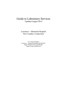 Guide to Laboratory Services  Updated August 2014 Lawrence + Memorial Hospital