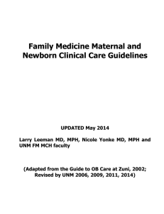 Family Medicine Maternal and Newborn Clinical Care Guidelines