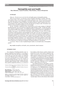 Hemophilia and oral health Ruta Zaliuniene, Vytaute Peciuliene