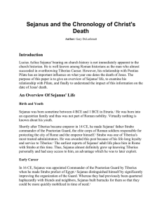 Sejanus and the Chronology of Christ`s Death