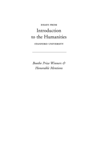 Introduction to the Humanities - Boothe Prize for Excellence in Writing