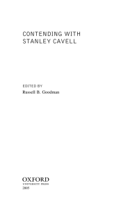 CONTENDING WITH STANLEY CAVELL