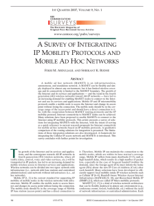 a survey of integrating ip mobility protocols and mobile ad hoc