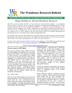 The Wainhouse Research Bulletin