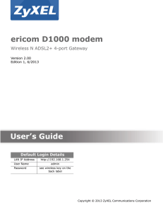 ericom D1000 modem User`s Guide - eir support