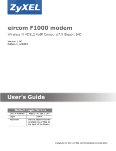 eircom F1000 modem User`s Guide