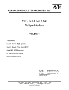 AVT-84x User`s Manual Volume 1 - Advanced Vehicle Technologies