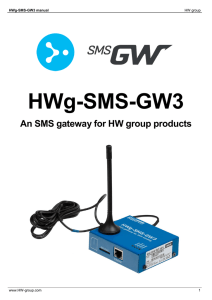 HWg-SMS-GW3 MANUAL: GSM brána pro ostatní produkty HW group