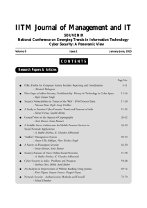 Special Issue March 2015 IITM - Institute of Innovation in