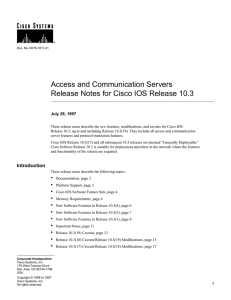 Access and Communication Servers Release Notes for Cisco IOS