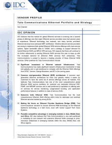 VENDOR PROFILE Tata Communications Ethernet Portfolio and
