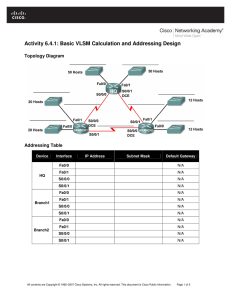 Activity 6.4.1: Basic VLSM Calculation and