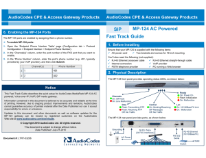 SIP Fast Track Guide MP-124 AC Powered