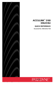 ACCULINK 3160 DSU/CSU Quick Reference - 3160-A2