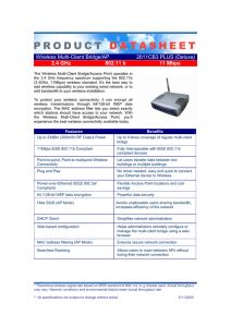 Wireless Multi-Client Bridge/AP 2611CB3 PLUS (Deluxe) 2.4 GHz