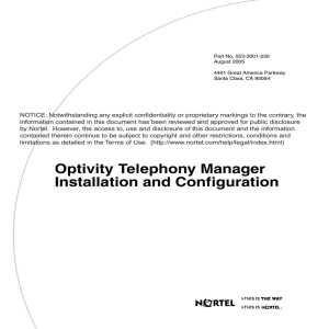 Optivity Telephony Manager Installation and Configuration