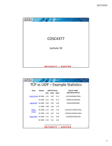 COSC4377 TCP vs UDP – Example Statistics