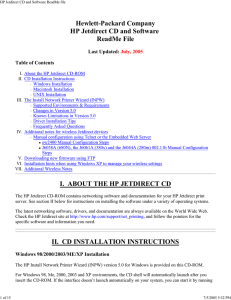 HP Jetdirect CD and Software ReadMe file