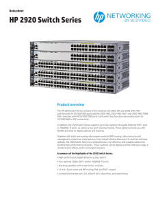 HP 2920 Switch Series data sheet