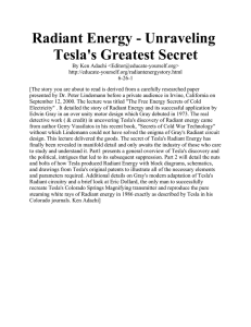 Radiant Energy - Unraveling Tesla`s Greatest Secret
