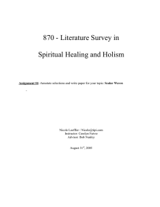 870 - Literature Survey in Spiritual Healing and Holism