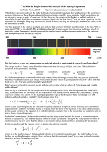 notes on Bohr and the hydrogen spectrum