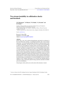 Two-stream instability in collisionless shocks and foreshock