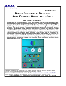 magnet experiment to measuring space propulsion heim