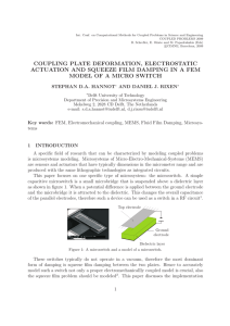 coupling plate deformation, electrostatic actuation and squeeze film
