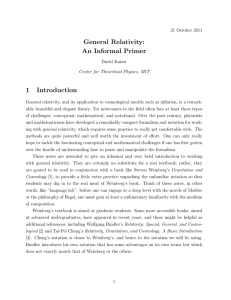 General Relativity: An Informal Primer 1 Introduction