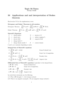 Topic 50 Notes 50 Applications and and interpretation of Stokes theorem