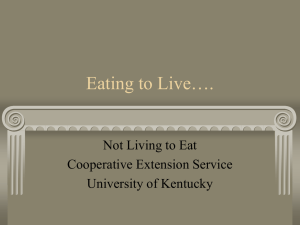 Eating to Live... Not Living to Eat