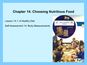 Lesson 14.1 – A Healthy Diet
