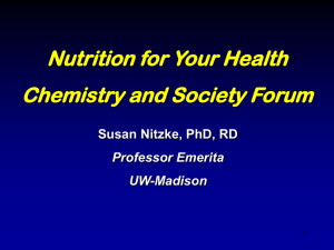 Nutrition for Your Health Chemistry and Society Forum Susan Nitzke, PhD, RD