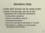 Sensitive Data and Multilevel Database Issues with narration