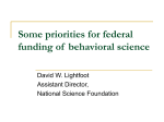 Some priorities for federal funding of behavioral science