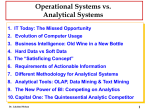Operational Systems Vs. Analytical Systems