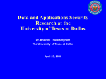 Data and Applications Security - The University of Texas at Dallas