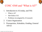 Dr. Eick`s Introduction to AI