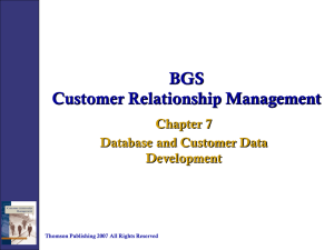 BGS Customer Relationship Management Chapter 7 Database and