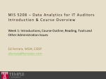 MIS	5208	 – Data	 Analytics	 f or	IT	Auditors Introduction	&amp;	Course	O verview Ed	Ferrara,	MSIA,	CISSP